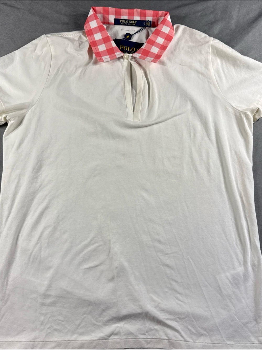 Ralph Lauren Polo Golf Coral and White Gingham Button-Down Shirt